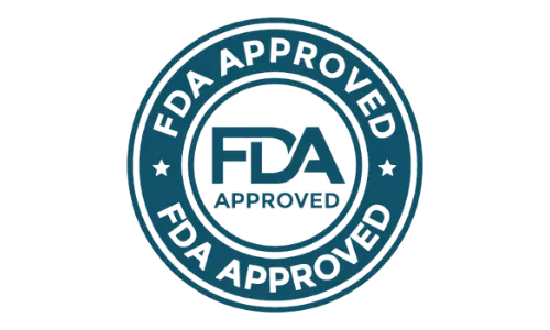 FDA Approved badge featuring the text 'FDA APPROVED' in a circular design with the FDA logo in the center.